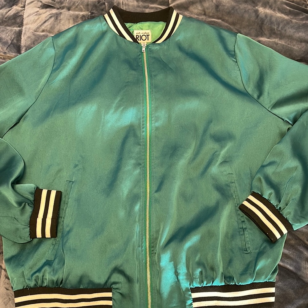 SoldSold
Vintage Green Bomber Jacket Stop Dragon My Heart Around Size M